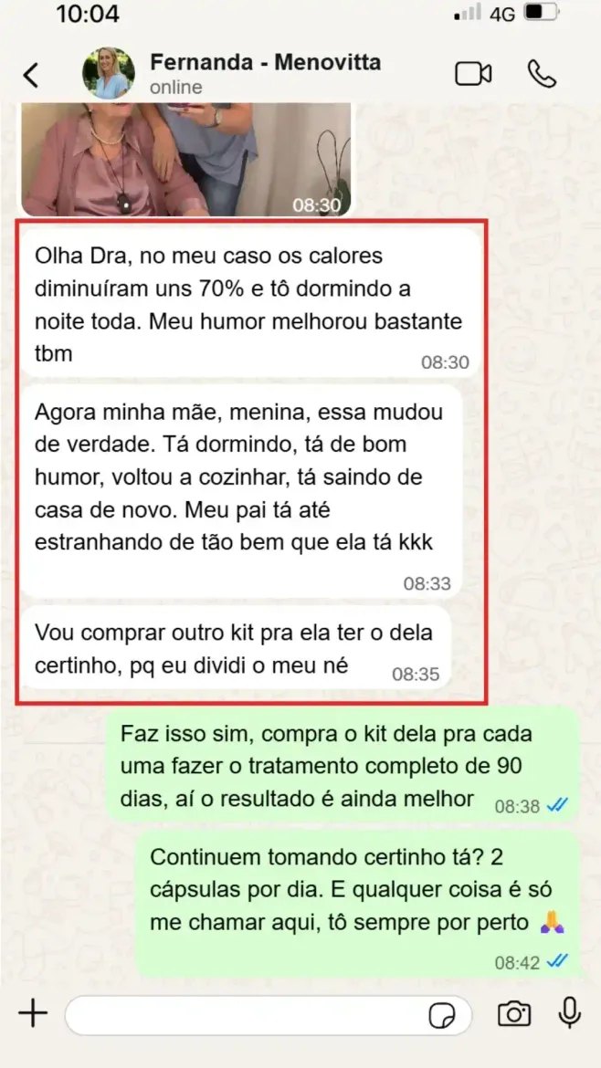 Conversa de WhatsApp com Fernanda — depoimento 1