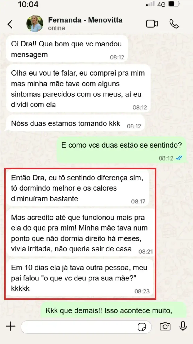 Conversa de WhatsApp com Fernanda — depoimento 2