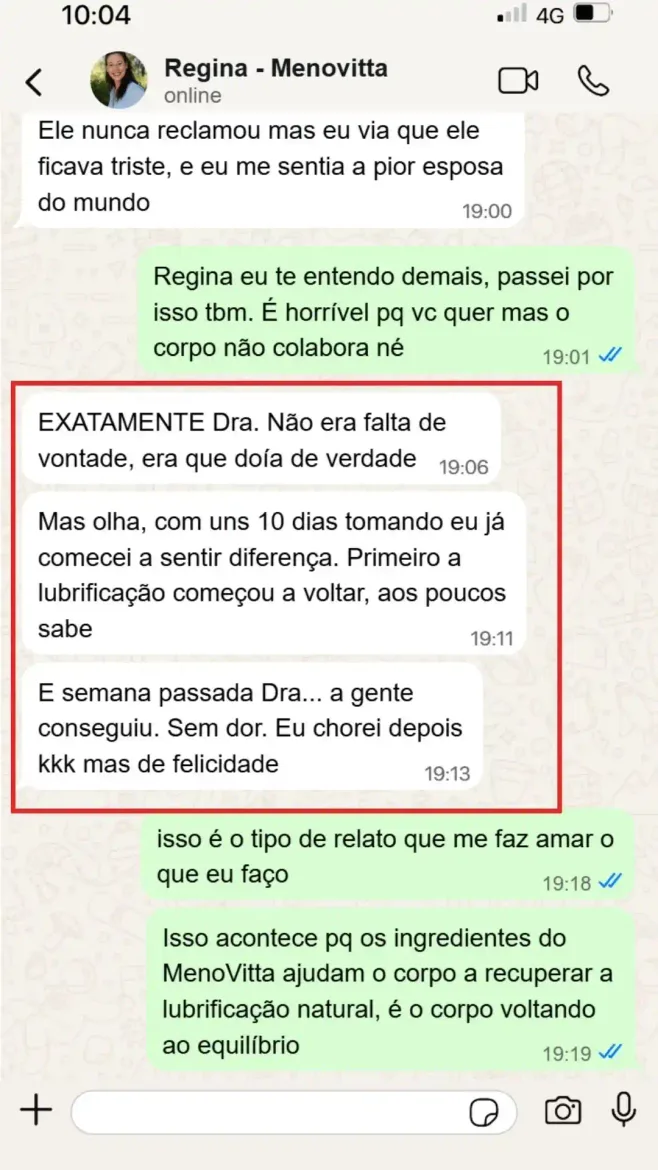Conversa de WhatsApp com Regina — depoimento 2